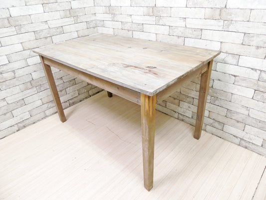 アンティークスタイル Antique Style パイン材 ダイニングテーブル W120cm 作業台 ディスプレイ台 店舗什器 シャビーシック ●