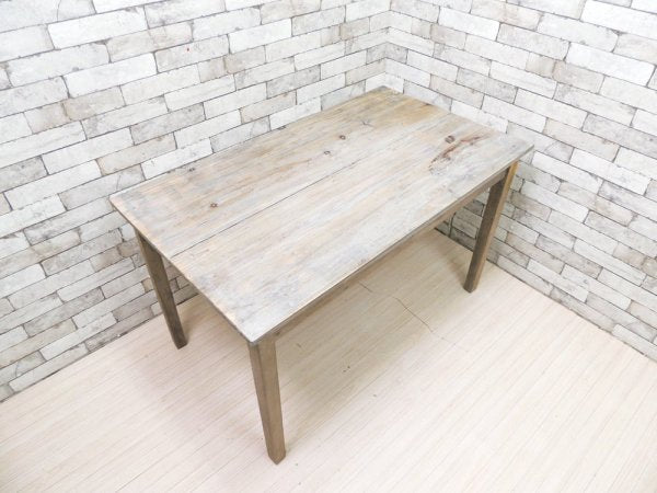 アンティークスタイル Antique Style パイン材 ダイニングテーブル W120cm 作業台 ディスプレイ台 店舗什器 シャビーシック ●