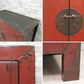 中国家具 漆塗り キャビネット 収納棚 大型 開き扉 朱色 3段 アジアンファニチャー Asian Furniture ビンテージ ●