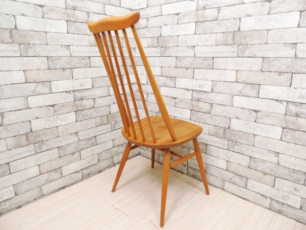 アーコール ERCOL ゴールドスミス ダイニングチェア ハイバック スティックバック エルム材 ナチュラルカラー UKビンテージ Vintage 英国家具 ●