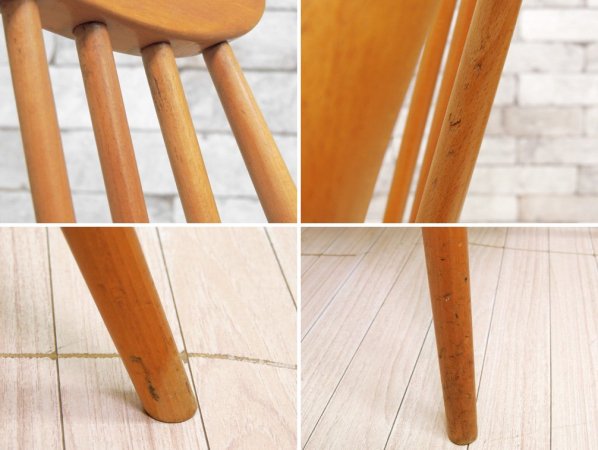 アーコール ERCOL ゴールドスミス ダイニングチェア ハイバック スティックバック エルム材 ナチュラルカラー UKビンテージ Vintage 英国家具 ●