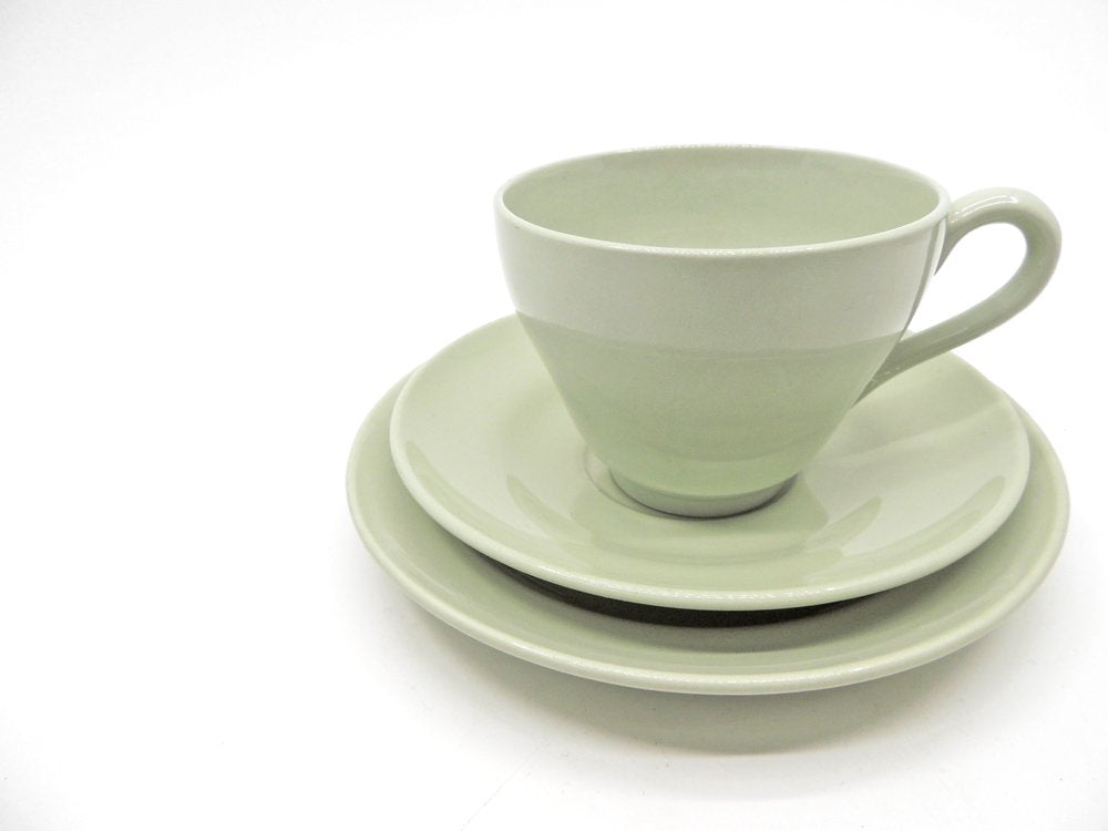 スポード SPODE フレミッシュグリーン FLEMISH GREEN カップ＆ソーサー & プレート Φ16cm トリオセット 陶器 食器 UKビンテージ Vintage ●