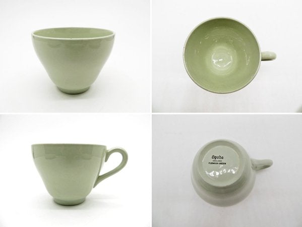 スポード SPODE フレミッシュグリーン FLEMISH GREEN カップ＆ソーサー & プレート Φ16cm トリオセット 陶器 食器 UKビンテージ Vintage ●