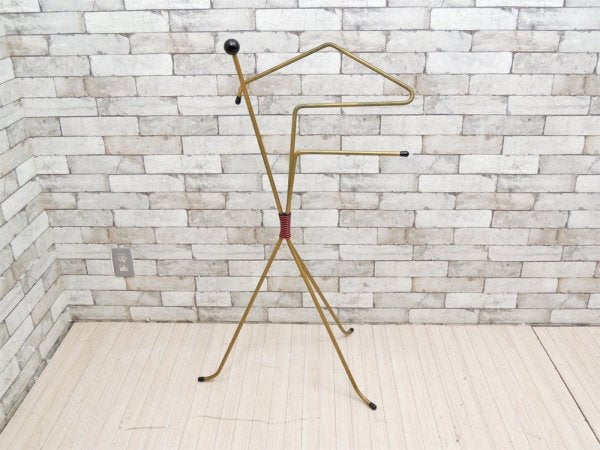 ミッドセンチュリーデザイン Midcentury Design スチールパイプ製 ポールハンガー ハンガーラック ゴールド ビンテージ Vintage ●