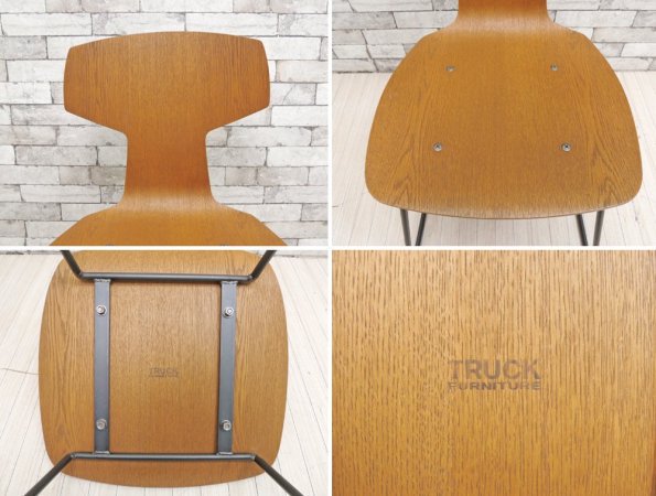 トラックファニチャー TRUCK FURNITURE ティーチェア T CHAIR ダイニングチェア オーク材 × スチール脚 ブラック 廃番 希少 ●