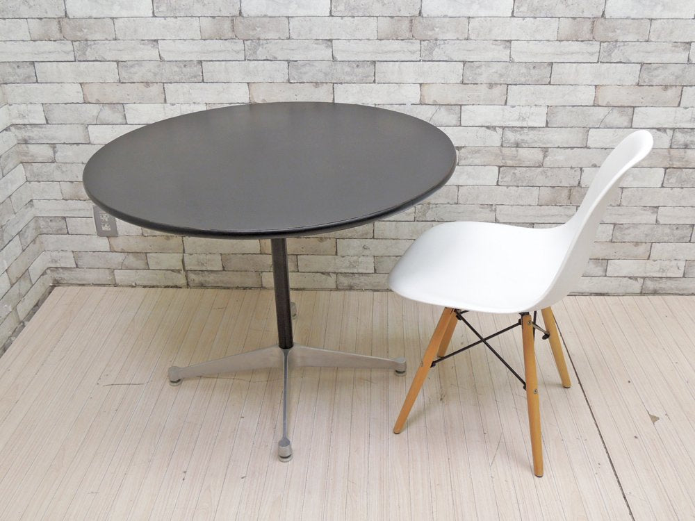 イームズ コントラクトテーブル ラウンド型 ブラック Φ90.5cm Charles & Ray Eames ミッドセンチュリー リプロダクト品 現状品 ●