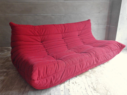 リーンロゼ ligne roset トーゴ Togo ソファ 3シーター 3P レッド ミッシェルデュカロワ 定価286,000円♪