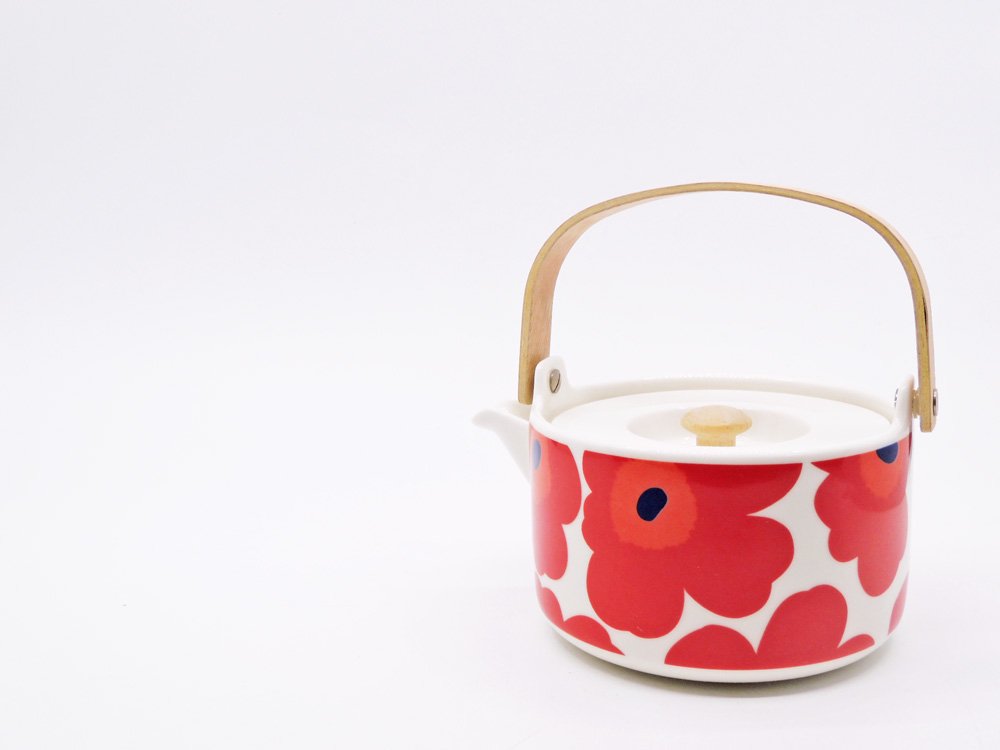 マリメッコ ｍarimekko ウニッコ UNIKKO ティーポット ホワイト × レッド 700ml 茶こし付 マイヤ・イソラ フィンランド 北欧食器 ●