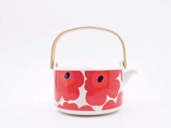 マリメッコ ｍarimekko ウニッコ UNIKKO ティーポット ホワイト × レッド 700ml 茶こし付 マイヤ・イソラ フィンランド 北欧食器 ●