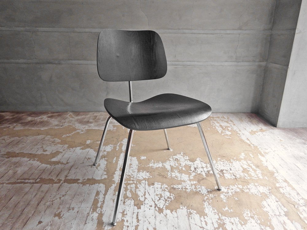 チャールズ & レイ・イームズ Charles & Ray Eames DCM ダイニングチェア オーク材 ブラック プライウッド メタルレッグ リプロダクト品 ♪