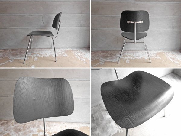 チャールズ & レイ・イームズ Charles & Ray Eames DCM ダイニングチェア オーク材 ブラック プライウッド メタルレッグ リプロダクト品 ♪