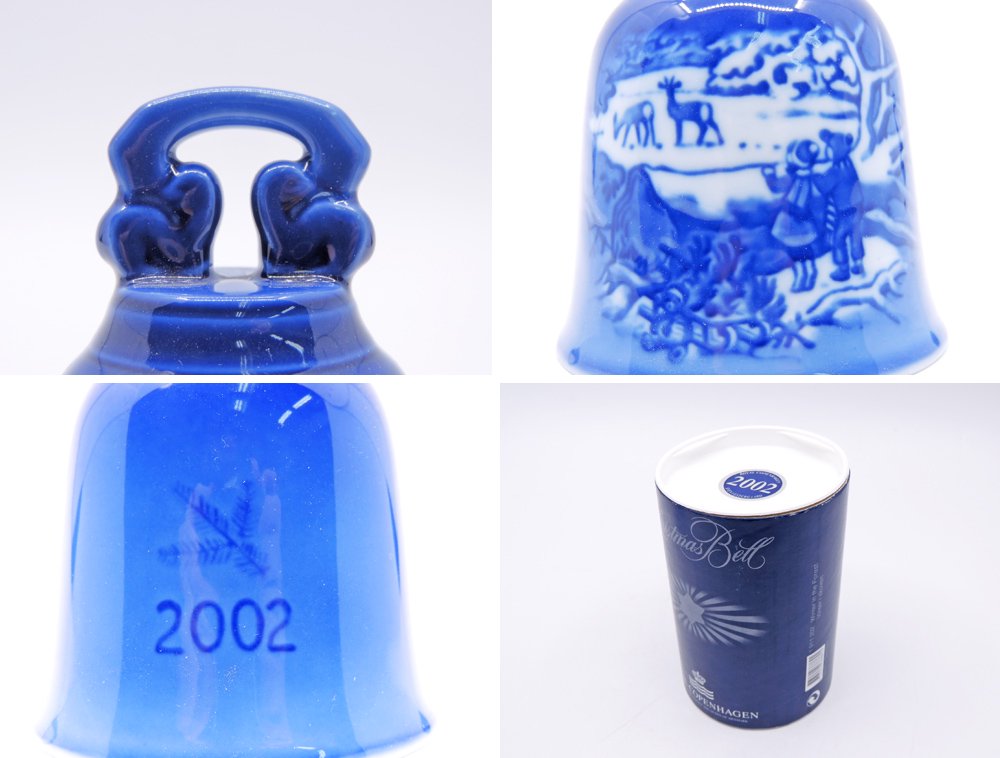ロイヤルコペンハーゲン ROYAL COPENHAGEN クリスマスベル Christmas Bell 2002年 森の冬 Winter in the Forest 箱付 デンマーク 北欧雑貨 ●