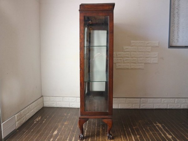 イギリス アンティーク ブックケース 英国 ガラス キャビネット 本棚 オーク材 1930's ヴィンテージ ◎