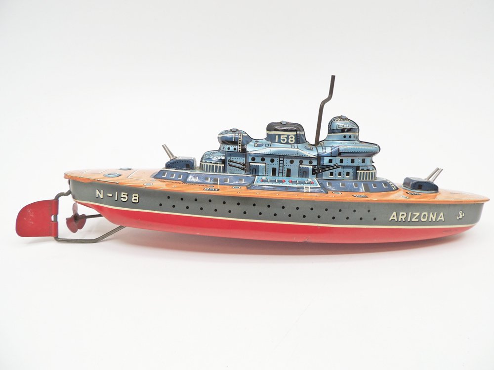 米澤玩具 ブリキ 船 N-158 ARIZONA フリクション 玩具 昭和レトロ ●