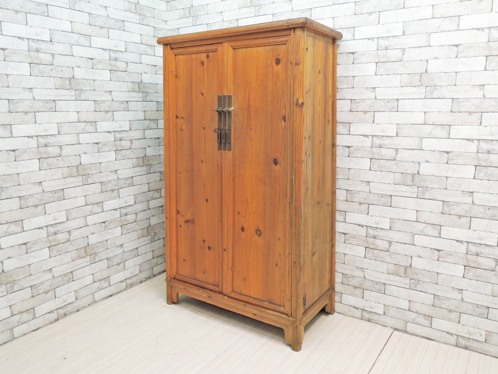 ビンテージ Vintage パイン材 キャビネット シェルフ H170cm カントリースタイル リメイク家具 ●