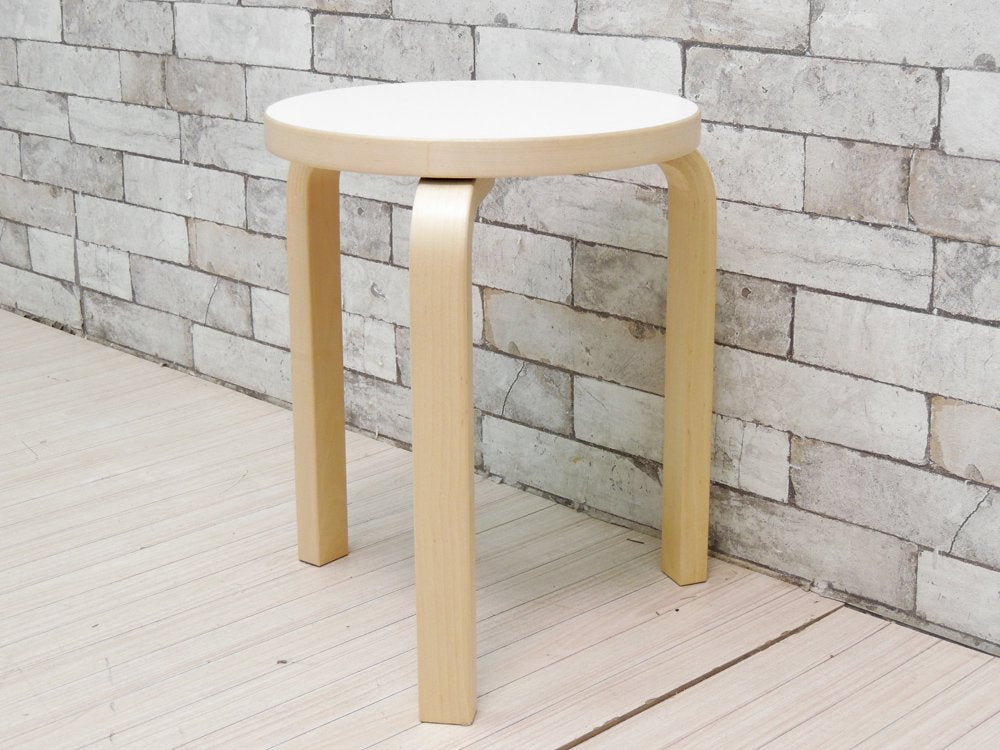 アルテック artek スツール60 Stool60 バーチ材 × ホワイトラミネート 3本脚 アルヴァ・アアルト フィンランド 北欧家具 A ●