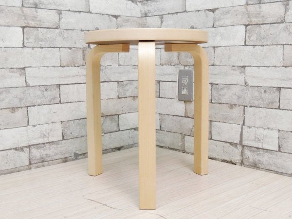 アルテック artek スツール60 Stool60 バーチ材 × ホワイトラミネート 3本脚 アルヴァ・アアルト フィンランド 北欧家具 A ●