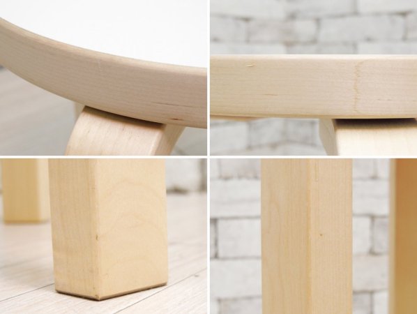 アルテック artek スツール60 Stool60 バーチ材 × ホワイトラミネート 3本脚 アルヴァ・アアルト フィンランド 北欧家具 A ●