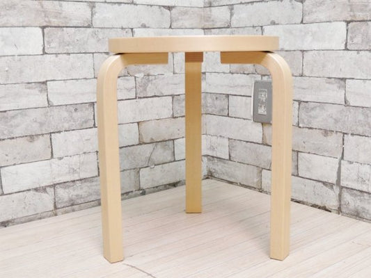 アルテック artek スツール60 Stool60 バーチ材 × ホワイトラミネート 3本脚 アルヴァ・アアルト フィンランド 北欧家具 B ●