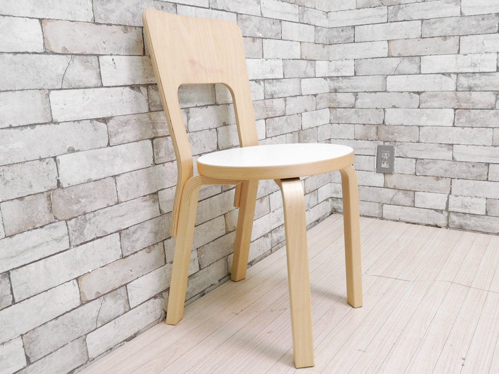 アルテック artek チェア66 Chair66 バーチ材 × ホワイトラミネート ダイニングチェア アルヴァ・アアルト フィンランド 北欧家具 B ●