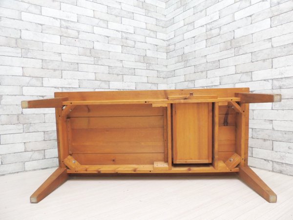 ビンテージ Vintage パイン材 古い木味のローテーブル センターテーブル 抽斗付き カントリースタイル ●