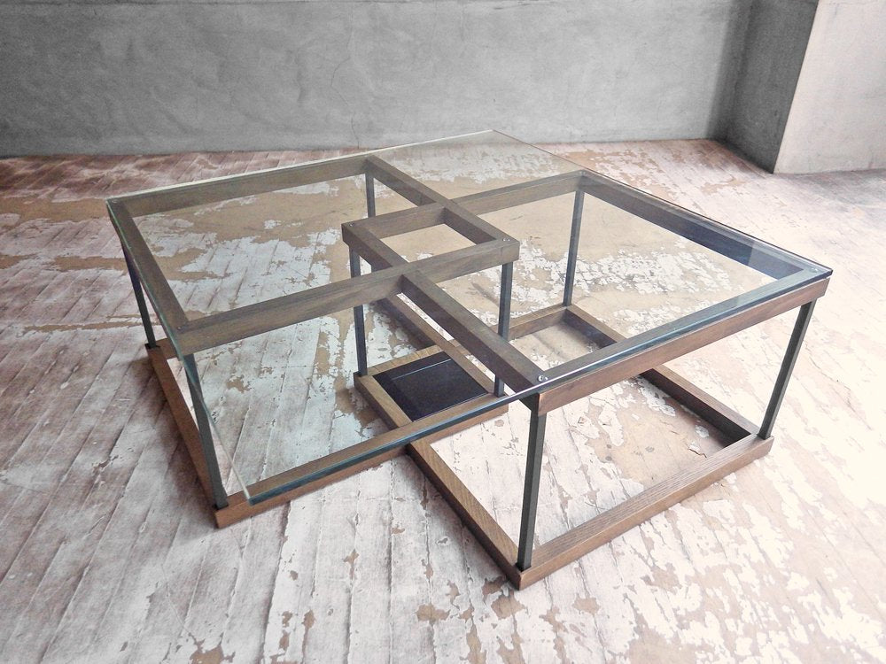 アルテジャパン ARTE GLASS INTERIOR リビング Living ガラステーブル WT-16 オーク材 モダンデザイン 定価97,020円 ♪