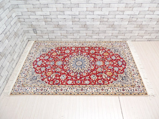 高級 ペルシャ絨毯 イラン メダリオン ラグマット 210×126cm ●