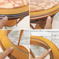 イタリア製 大理石天板 サイドテーブル 花台 ラウンド Φ42cm クラシカルデザイン ●