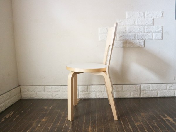 アルテック artek チェア66 Chair66 バーチ材 × ホワイトラミネート ダイニングチェア アルヴァ・アアルト フィンランド 北欧家具 B ◎