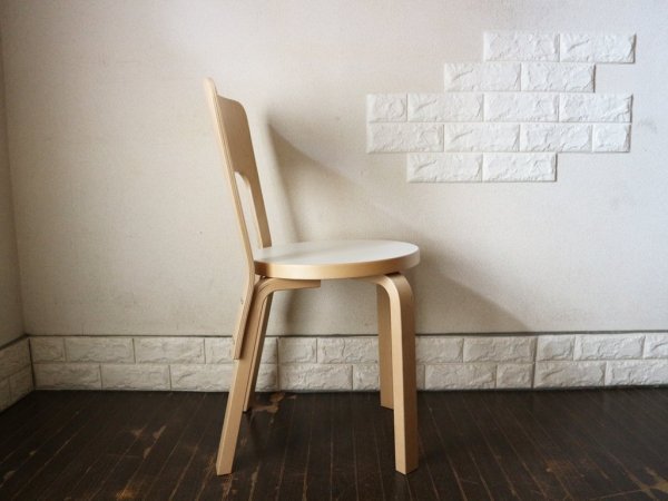 アルテック artek チェア66 Chair66 バーチ材 × ホワイトラミネート ダイニングチェア アルヴァ・アアルト フィンランド 北欧家具 B ◎