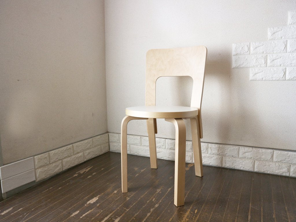 アルテック artek チェア66 Chair66 バーチ材 × ホワイトラミネート ダイニングチェア アルヴァ・アアルト フィンランド 北欧家具 A ◎