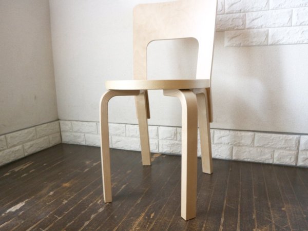 アルテック artek チェア66 Chair66 バーチ材 × ホワイトラミネート ダイニングチェア アルヴァ・アアルト フィンランド 北欧家具 A ◎