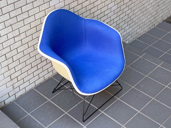 ハーマンミラー Herman Miller アームシェルチェア LAR 現行FRP製 アプホルスター キャッツクレイドル ラウンジベース ブルー パーチメント C&R イームズ ■