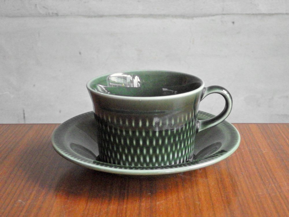 スタヴァンゲルフリント Stavangerflint ブリュネット Brunette グリーン カップ＆ソーサー C&S Kare Berven Fjeldsaa ♪