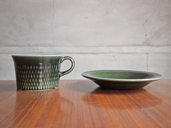 スタヴァンゲルフリント Stavangerflint ブリュネット Brunette グリーン カップ＆ソーサー C&S Kare Berven Fjeldsaa ♪