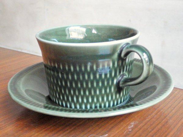 スタヴァンゲルフリント Stavangerflint ブリュネット Brunette グリーン カップ＆ソーサー C&S Kare Berven Fjeldsaa ♪