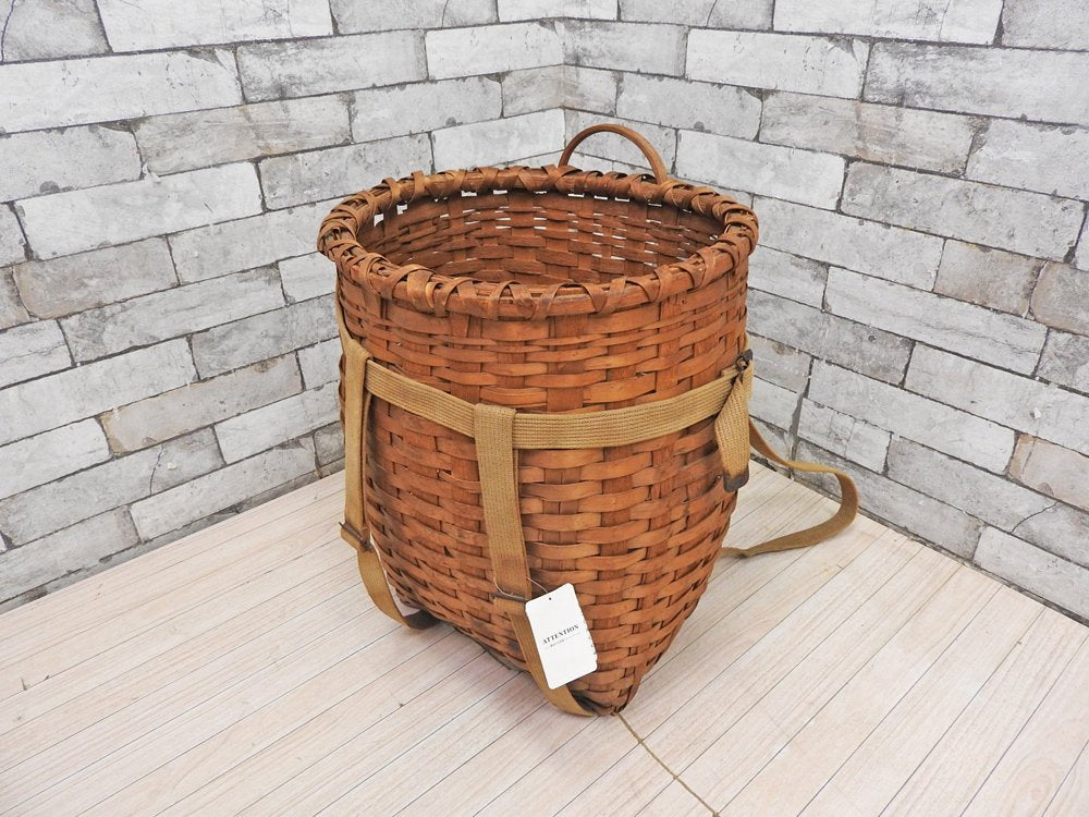 アクメファニチャー ACME Furniture ( ジャーナルスタンダードファニチャー / jsF ) 取扱 USビンテージ バスケット 背負籠 収穫籠 タグ付き 定価約9万円 ●