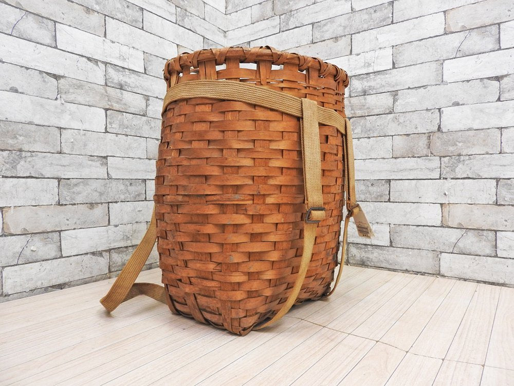 アクメファニチャー ACME Furniture ( ジャーナルスタンダードファニチャー / jsF ) 取扱 USビンテージ バスケット 背負籠 収穫籠 タグ付き 定価約9万円 ●