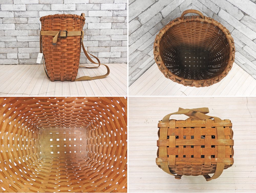 アクメファニチャー ACME Furniture ( ジャーナルスタンダードファニチャー / jsF ) 取扱 USビンテージ バスケット 背負籠 収穫籠 タグ付き 定価約9万円 ●
