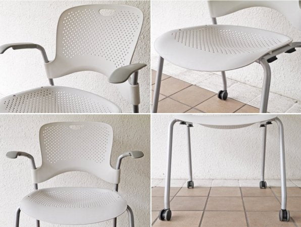 ハーマンミラー Herman miller ケイパーチェア CAPER Chair 成形シート アーム付 メタリックシルバー ジェフ・ウェバー 2脚セット 合計定価￥96,800- A ◇