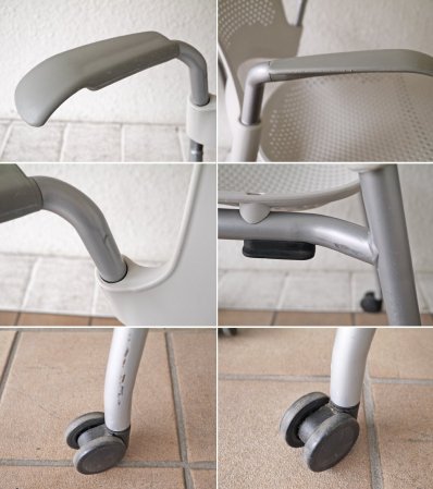 ハーマンミラー Herman miller ケイパーチェア CAPER Chair 成形シート アーム付 メタリックシルバー ジェフ・ウェバー 2脚セット 合計定価￥96,800- A ◇