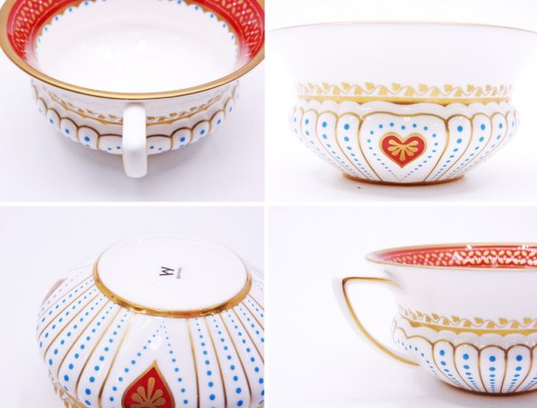 ウェッジウッド WEDGWOOD ハーレクインコレクション Harlequin Collection クイーンオブハート QUEEN OF HEARTS カップ&ソーサー C/S 白磁 英国 ●