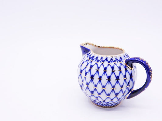 インペリアルポーセリン Imperial Porcelain Manufactory コバルトネット Cobalt Net クリーマー 白磁 ロシア 希少 ●