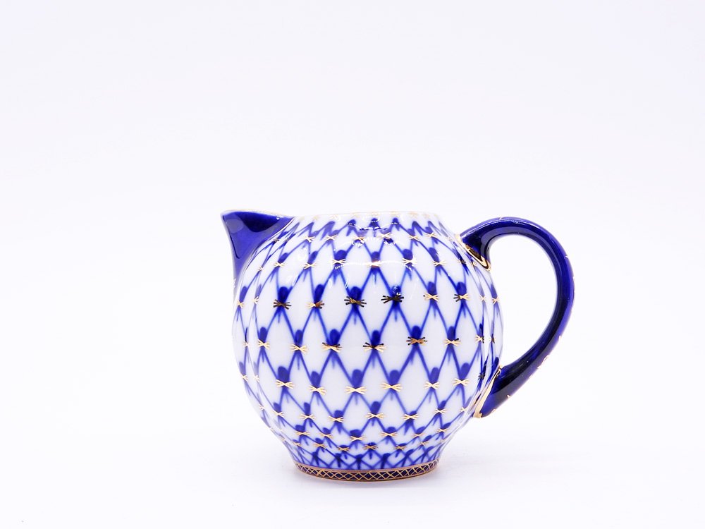 インペリアルポーセリン Imperial Porcelain Manufactory コバルトネット Cobalt Net クリーマー 白磁 ロシア 希少 ●