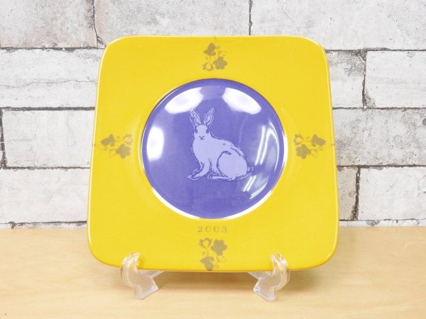 アラビア ARABIA Flora & Fauna イヤープレート アートプレート スクエア ウサギ 2003年 壁掛け可 北欧雑貨 元箱付 ●
