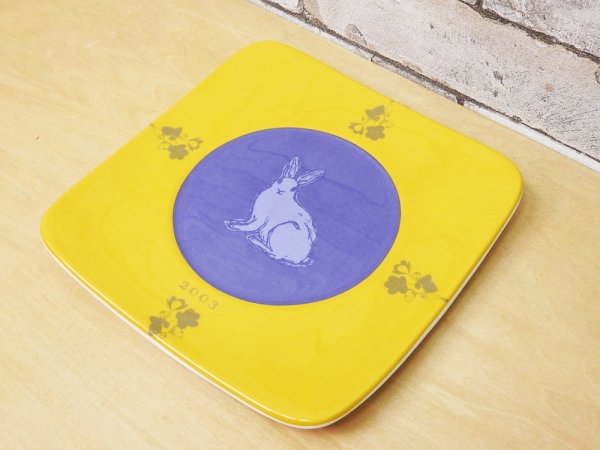 アラビア ARABIA Flora & Fauna イヤープレート アートプレート スクエア ウサギ 2003年 壁掛け可 北欧雑貨 元箱付 ●