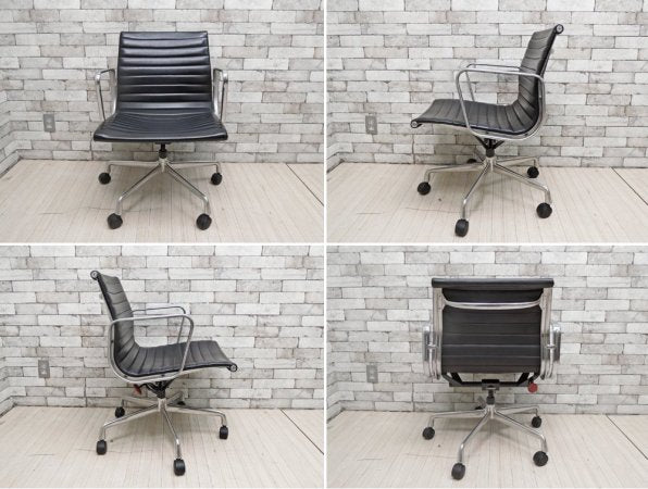 ハーマンミラー Herman Miller アルミナムグループ マネージメントチェア ローバック 本革 5本脚 C&Rイームズ ミッドセンチュリー 定価:\301,400- A ●