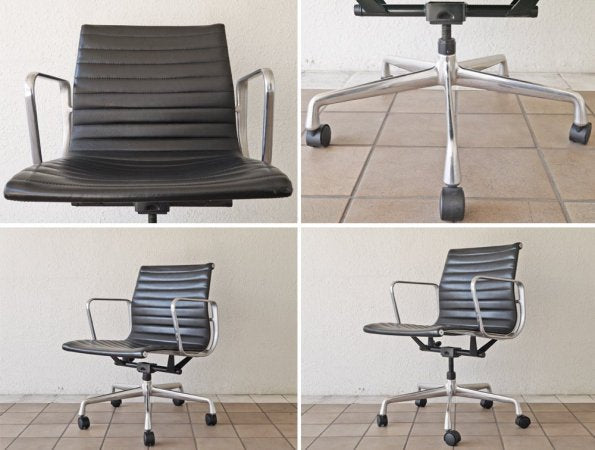 ハーマンミラー Herman Miller アルミナムグループ マネージメントチェア ローバック 本革 5本脚 C&Rイームズ ミッドセンチュリー 定価:\301,400- A ◇