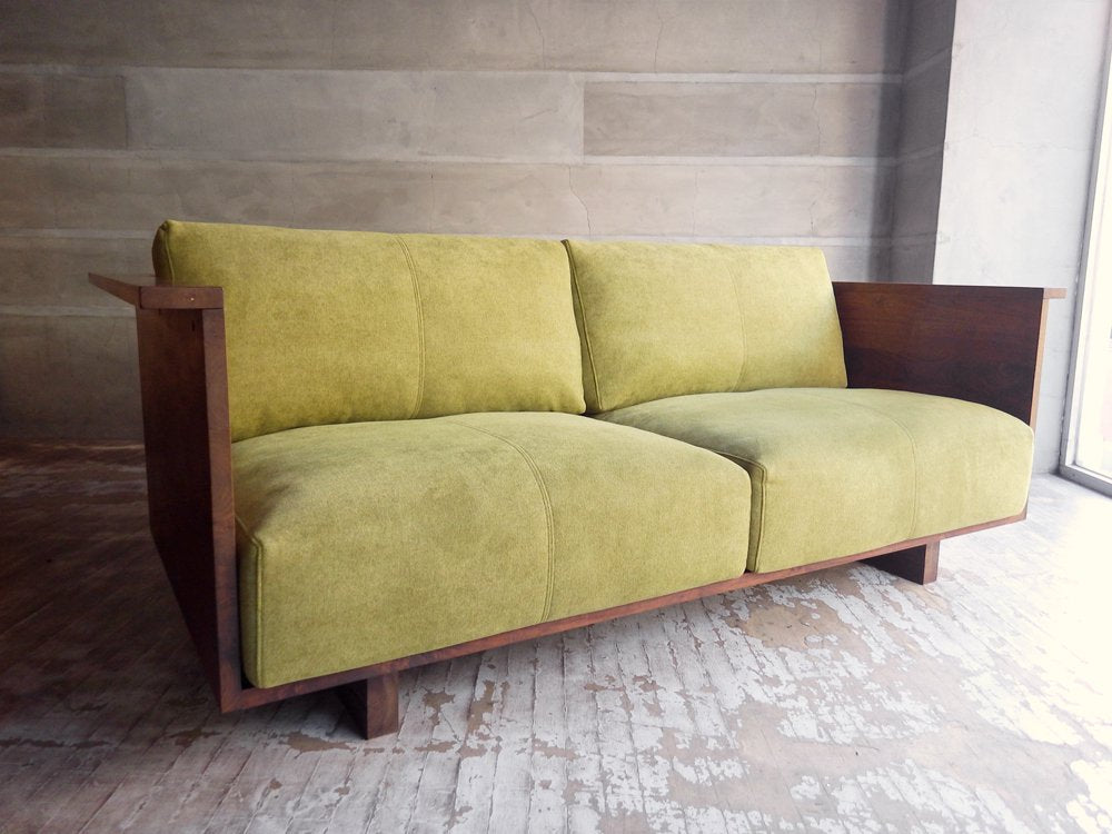 ヒラシマ HIRASHIMA カラメッラ カウンターソファ CARAMELLA Counter Sofa 189 Kaplis water lily ウォールナット無垢材 定価 \462,000- ♪