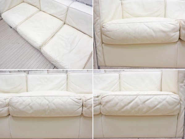 カッシーナ Cassina LC2 ソファ 3S ポリエステルパッディング仕様 ル・コルビュジェ グランコンフォール ホワイト×クローム MoMA永久所蔵品 定価:168万 ●